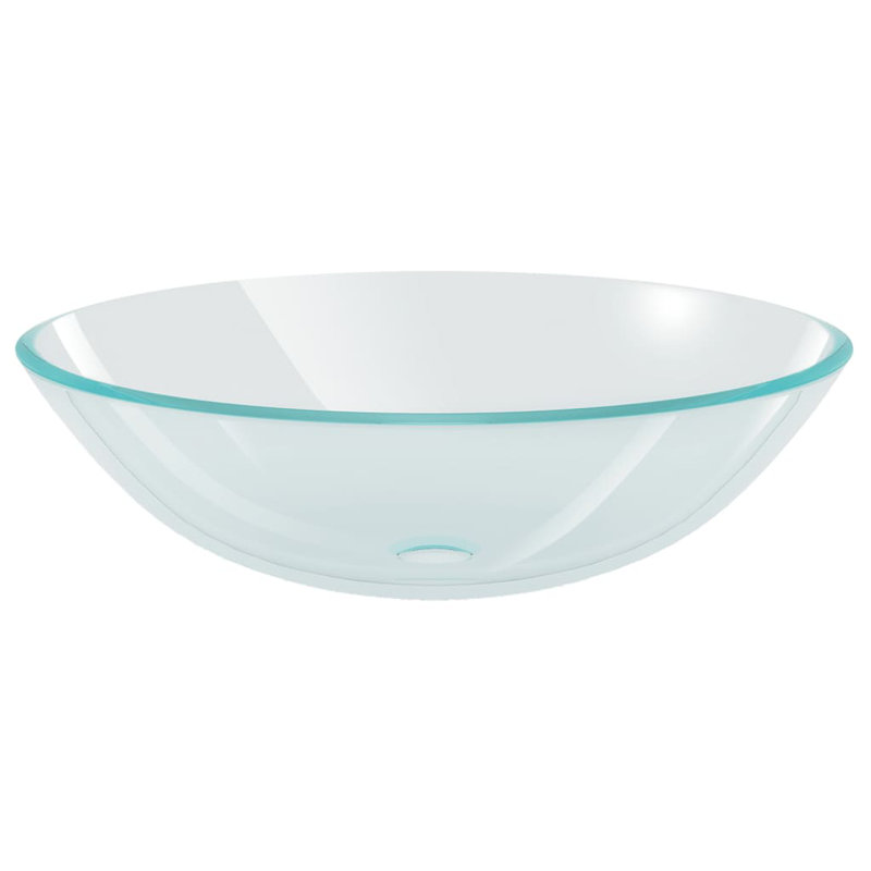 Latitude Run Argent 420mm L x 420mm W Glass Circular Sink, Transparent