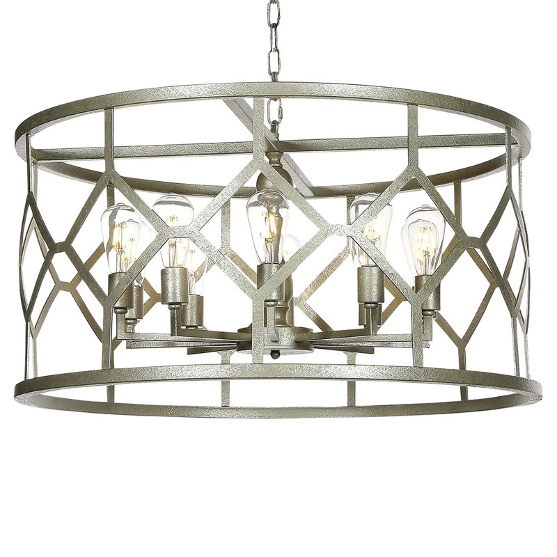 Lustre tambour 8 lumières Diamond, Blanc huître