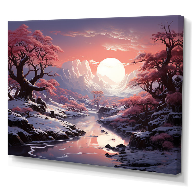 «Kawaii Winter Landscape Sunrise I», reproduction sur toile, Toile tendue, H 30 po x l 40 po x P 1,5 po