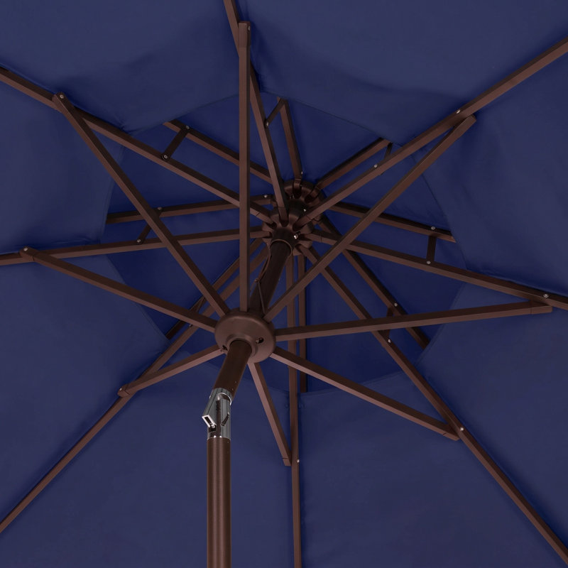 Parasol de marché 9 pi Teo, Bleu marine/blanc