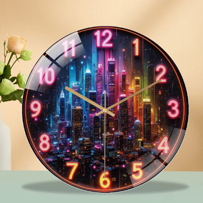 Horloge murale Neon City