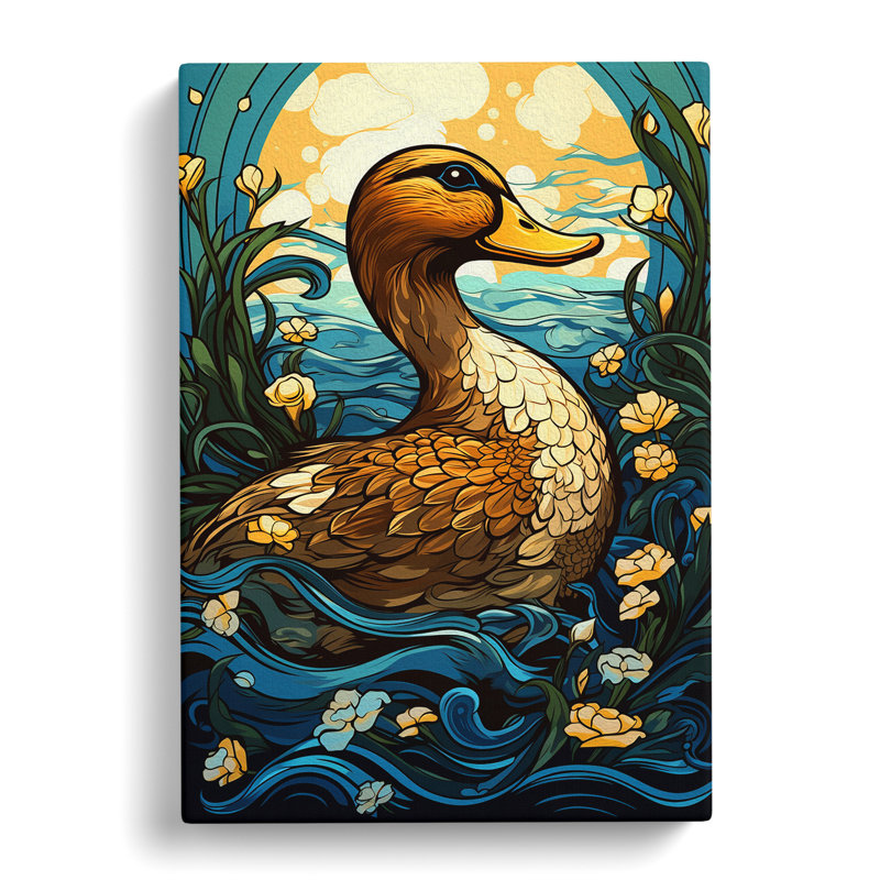 Duck Art Nouveau Art - Wrapped Canvas, 50cm H x 35cm W x 3cm D