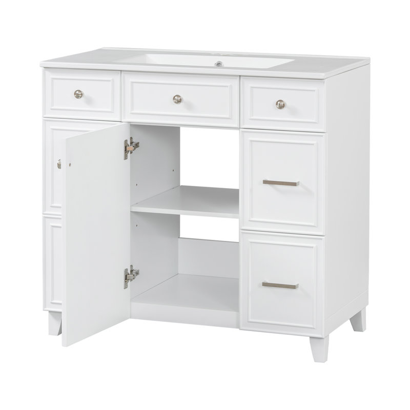 Meuble-lavabo 36 po avec lavabo en céramique, Blanc