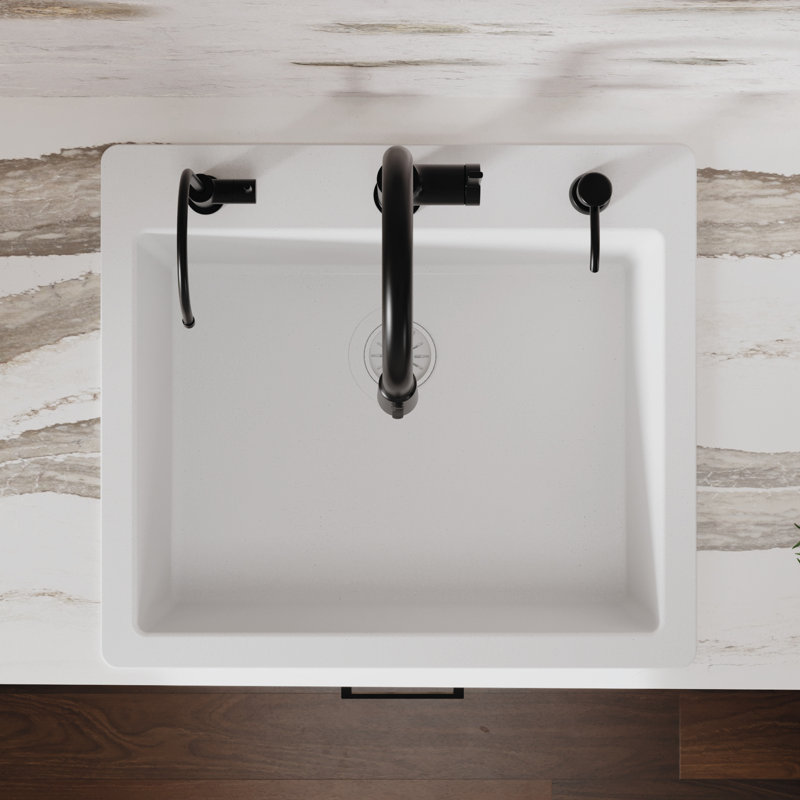 Karran Quartz 25'' X 22'' Single Bowl Drop-in Kitchen Sink, White