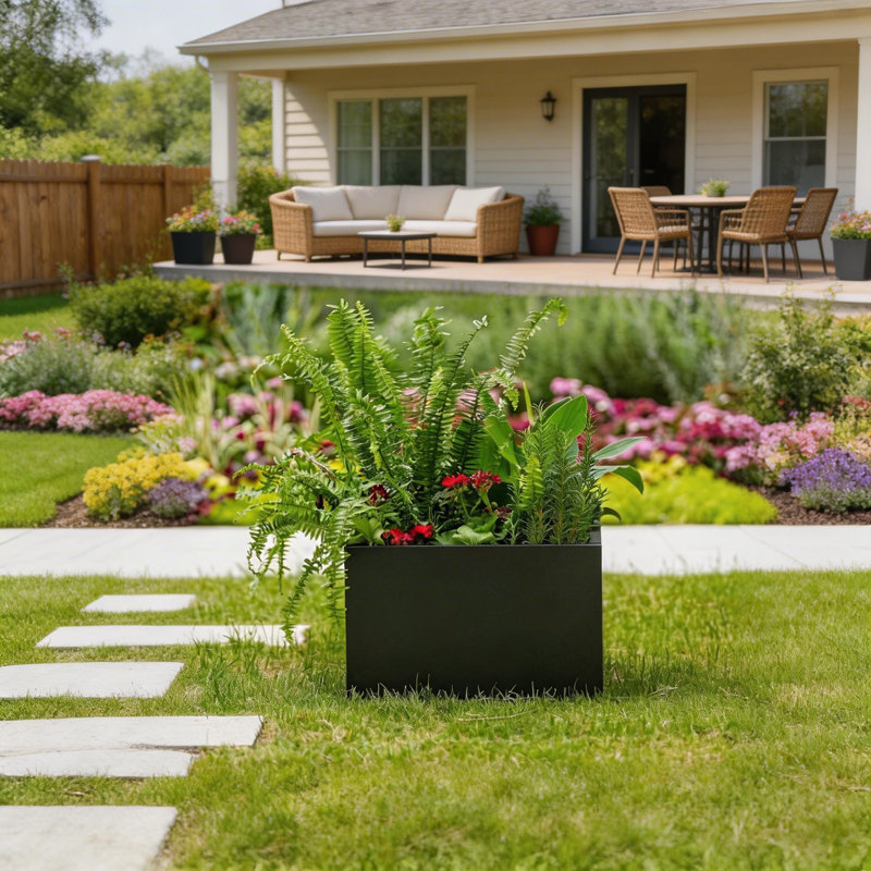 Boîte à fleurs en acier pour jardin, terrasse, balcon, terrasse, H 12 po x l 18 po x P 18 po
