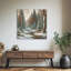 «Whispering Pines: Serene Snow-Covered River» sur toile-2110291141
