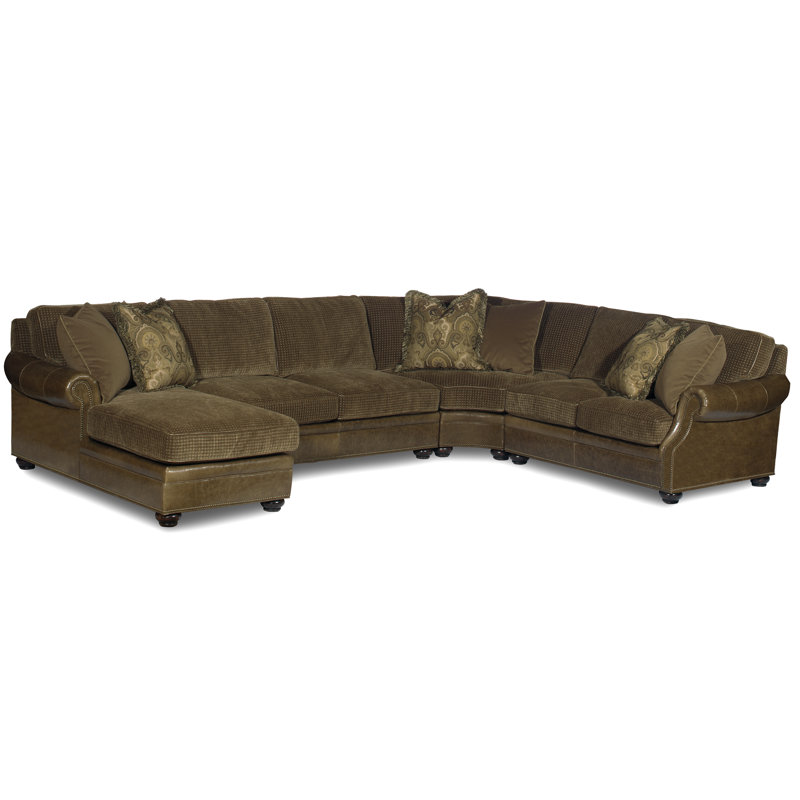 Warner Sectional, Pewter, Aline Fumo Genuine Leather, Turned Cobblestone