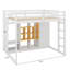 Lit mezzanine en bois pleine grandeur avec garde-robe, tablettes et armoire, échelle réversible, étagères multicouches et garde-corps doubles-853518928