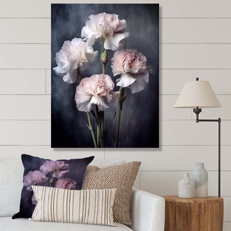 Œillets noirs et blancs avec impression sur toile, H 44 po x l 34 po x P 1,5 po, Toile tendue