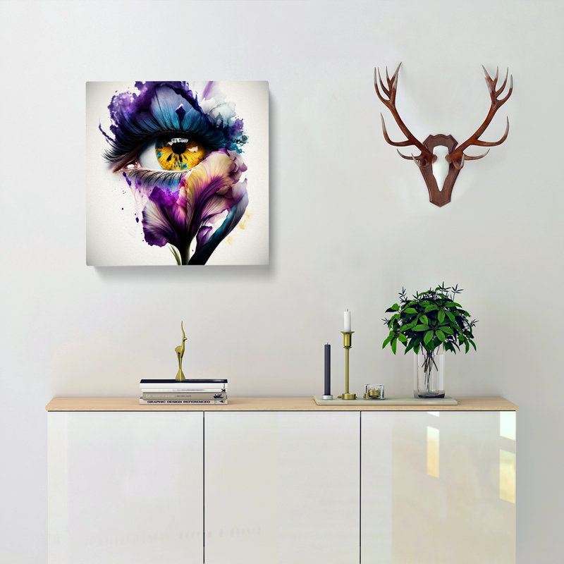 Iris Flower Double Exposure - Wrapped Canvas, 35cm H x 35cm W x 3cm D
