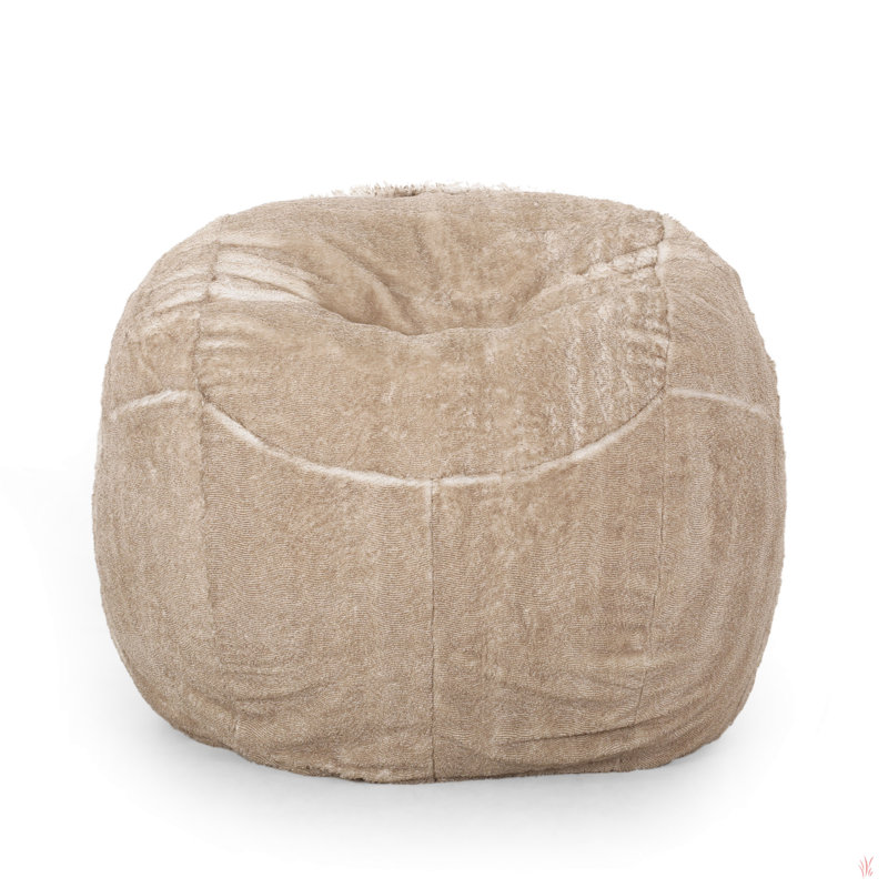 Fauteuil à billes arrondi en fausse fourrure 3 pieds Vida, Fausse fourrure brun clair