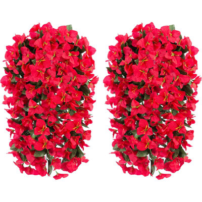 2 pièces de bougainvillées artificielles rouges