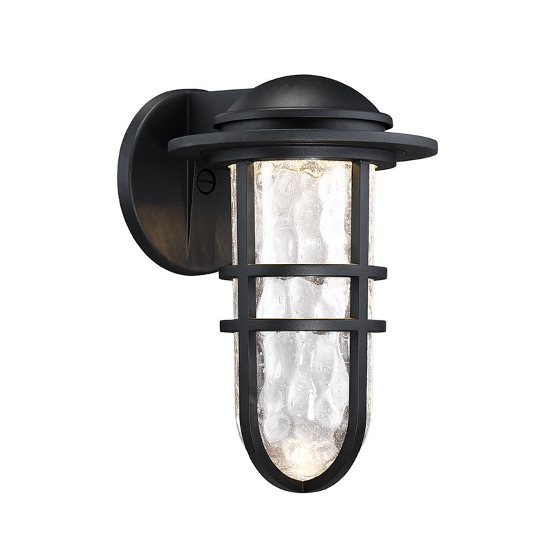 Steampunk 1 - Light LED Outdoor Wall Lantern, 9.5" H x 6" W x 7.125" D, Black