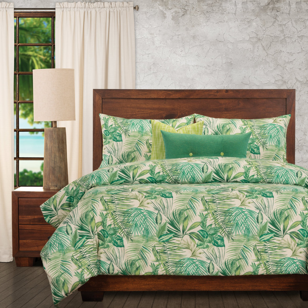 Key West Baffle Box Stitch Floral Duvet Cover & Insert Set Ernest Hemingway