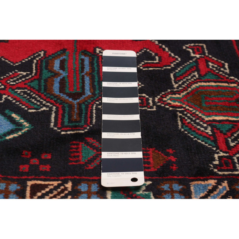 Tapis rectangulaire en laine New Age de conception unique 3 pi 9 po x 6 pi 5 po marine foncé