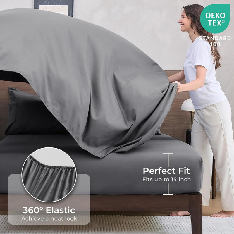 Ensemble d'édredon pour grand lit 7 pièces, lit dans un sac grand réversible toutes saisons, ensemble de literie grand lit ultra doux avec édredon, drap plat, drap-housse, taies d'oreiller, taies décoratives