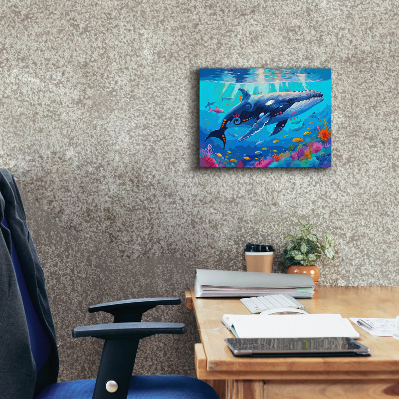  'Happy Humpback' by Dean Russo Canvas Wall Art, 16" x 12", 12" H x 16" W