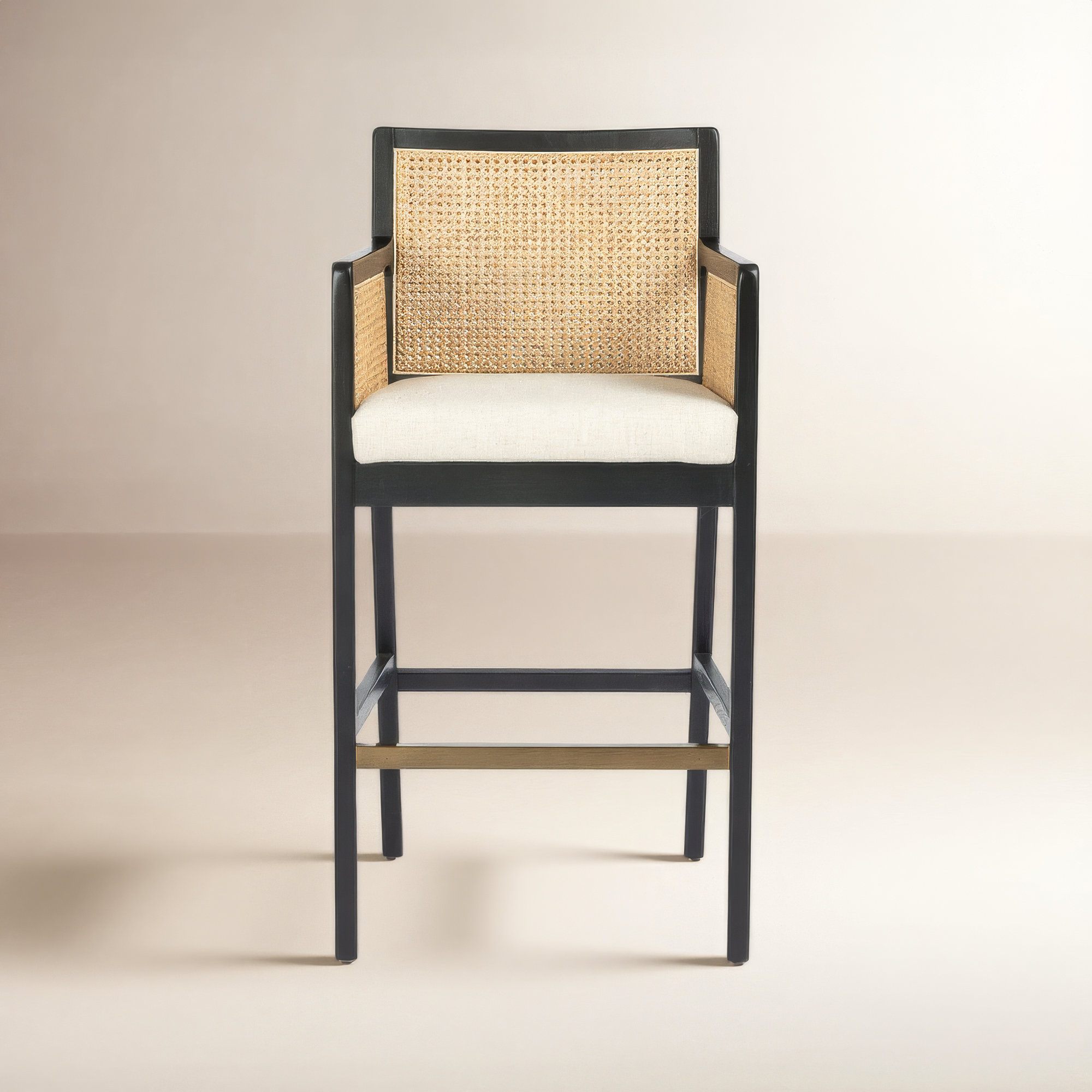 Octavia Counter & Bar Stool, Beige, Bar Stool (31.25" Seat Height), Black/Natural