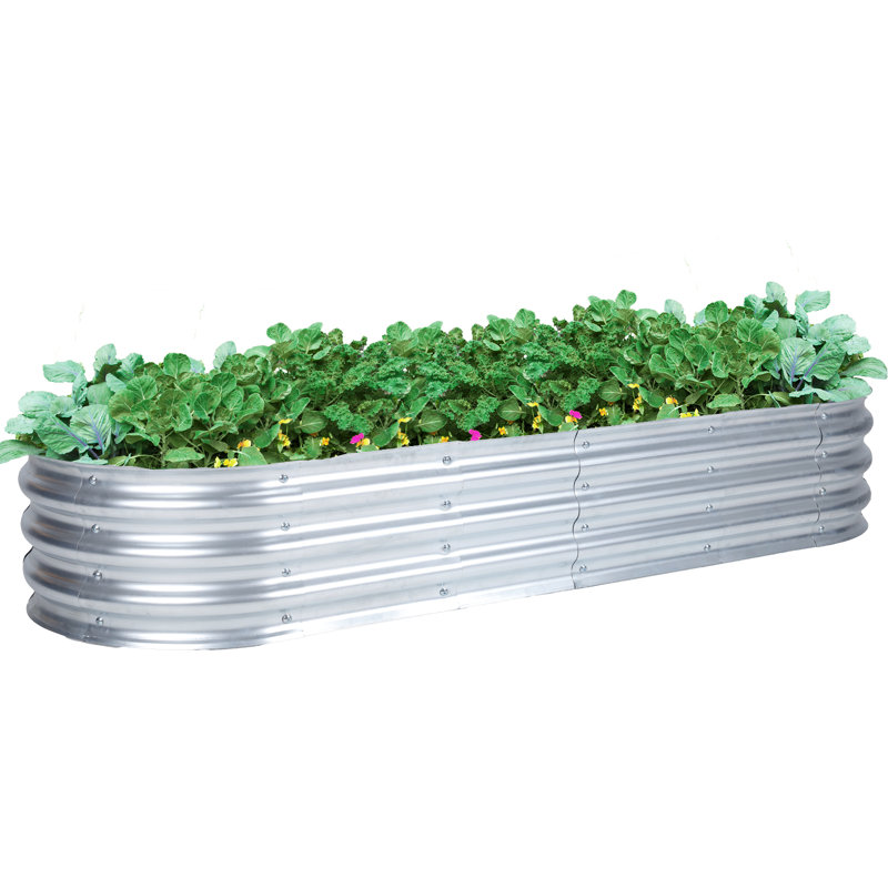 Galvanized Raised Garden Bed Silver, 17" H x 78.7" W x 32" D