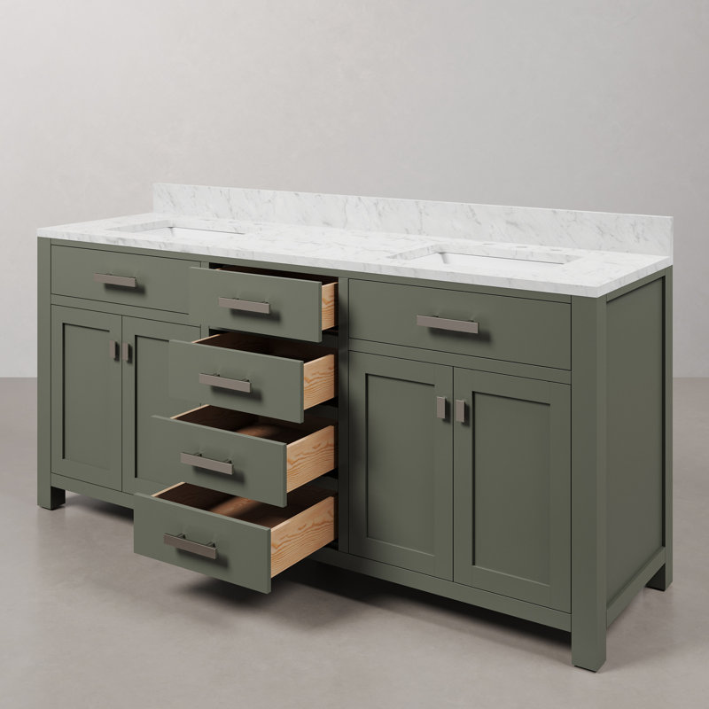 Ensemble de meuble-lavabo double 72 po Minnetrista, Vert glacial, Chrome