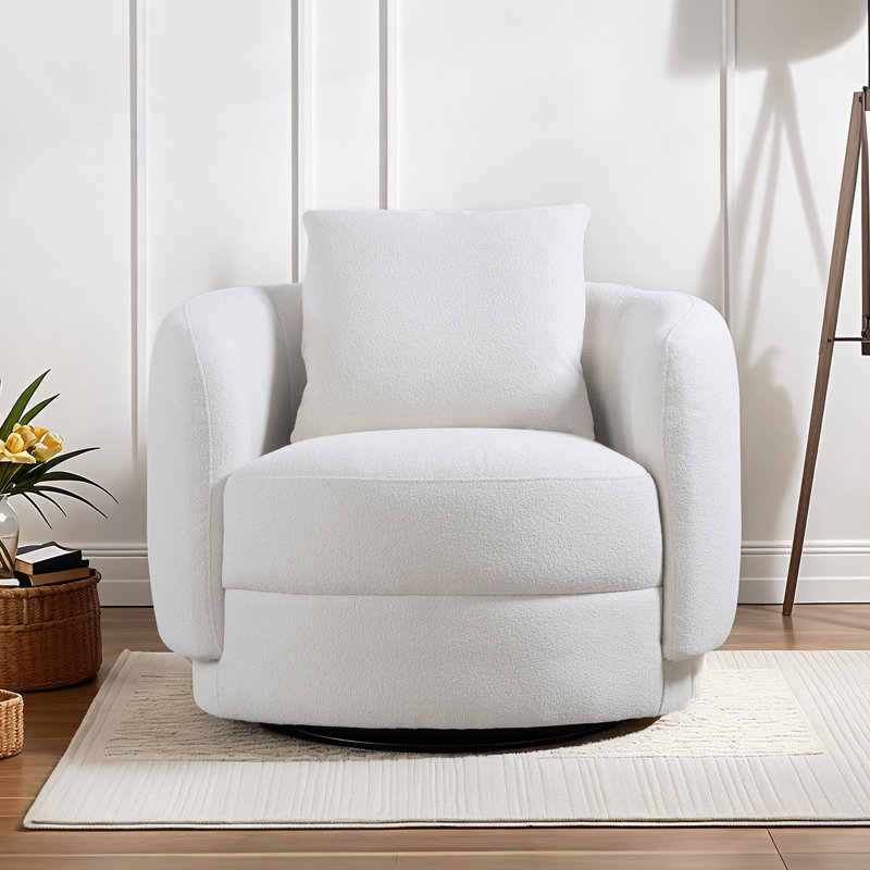 Fauteuil d'appoint pivotant rembourré Opal, Ourson blanc