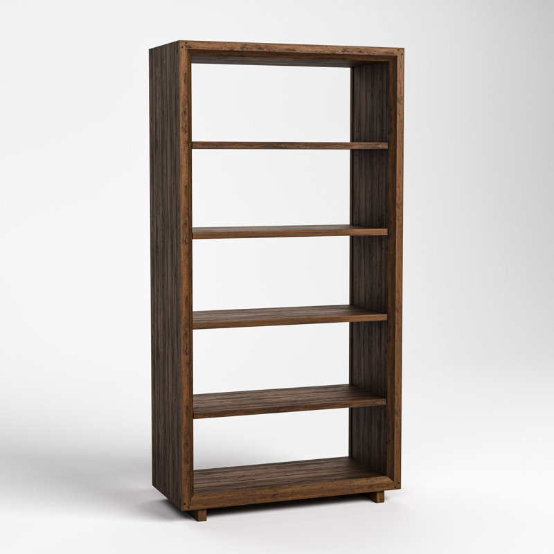 Stickley Saranac Etagere, Tall Bookcase, Solid Rustic Walnut, Sustainable Construction, Open Back, 3 Adjustable Shelves, Fixed Center Shelf, Sled Base, 35in W x 16in D x 69in H, Made in USA