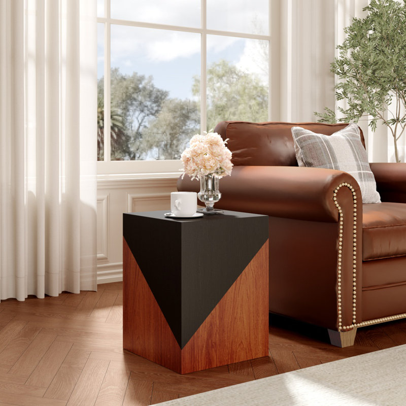 Black Brown Block End Table, Brown