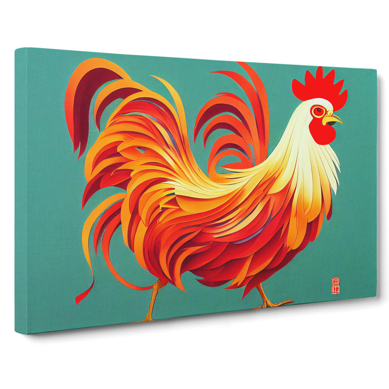 Unbeatable Rooster Abstract - Wrapped Canvas, 40cm H x 60cm W x 3cm D