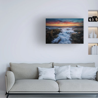 Wrapped Canvas Wall Art - Rick Berk 'Rising Tide at Schoodic Point' Wall Art for Living Room, Bedroom, or Office Décor  - 16x24