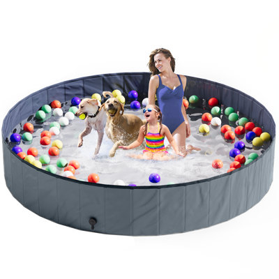 Foldable Dog Pet Swimming Pool, 78.7”×11.8” Portable Bath Tub For Pets, Plastic Pet Pool, Large Pet Pool Dog Wash Tub, Dog Swimming Pool Indoor And Outdoo