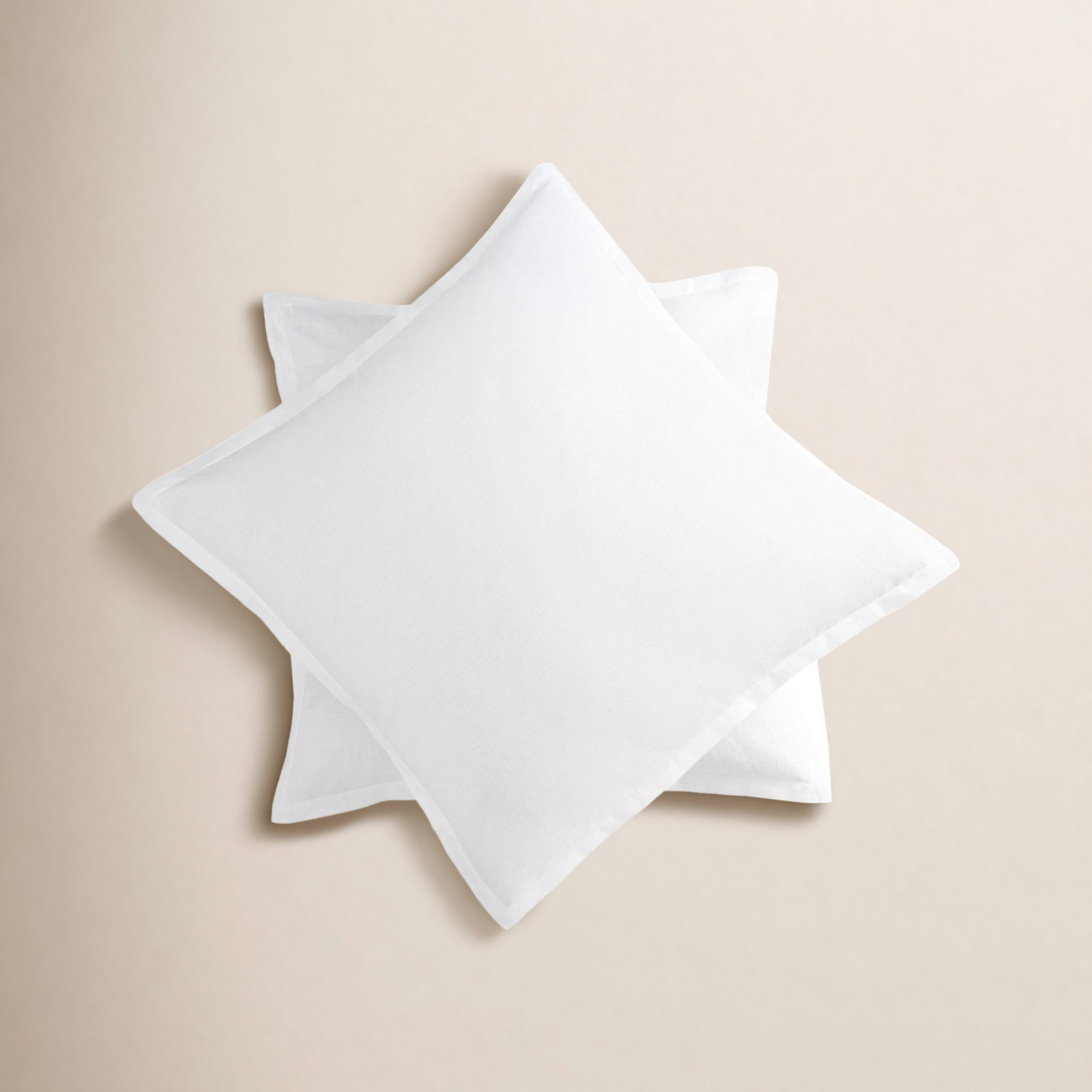 Washed Belgian Linen Fringed Pillow Cover, Eggshell White
