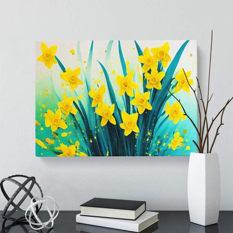 Daffodil Flower Splash Vol.4 - Wrapped Canvas, 35cm H x 50cm W x 3cm D
