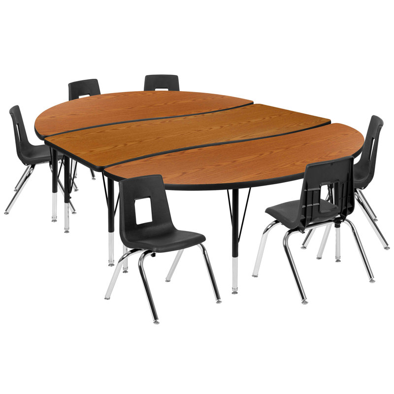 Ensemble de table d'activités pliable en stratifié ovale avec chaises 14 po Goddard, Chêne