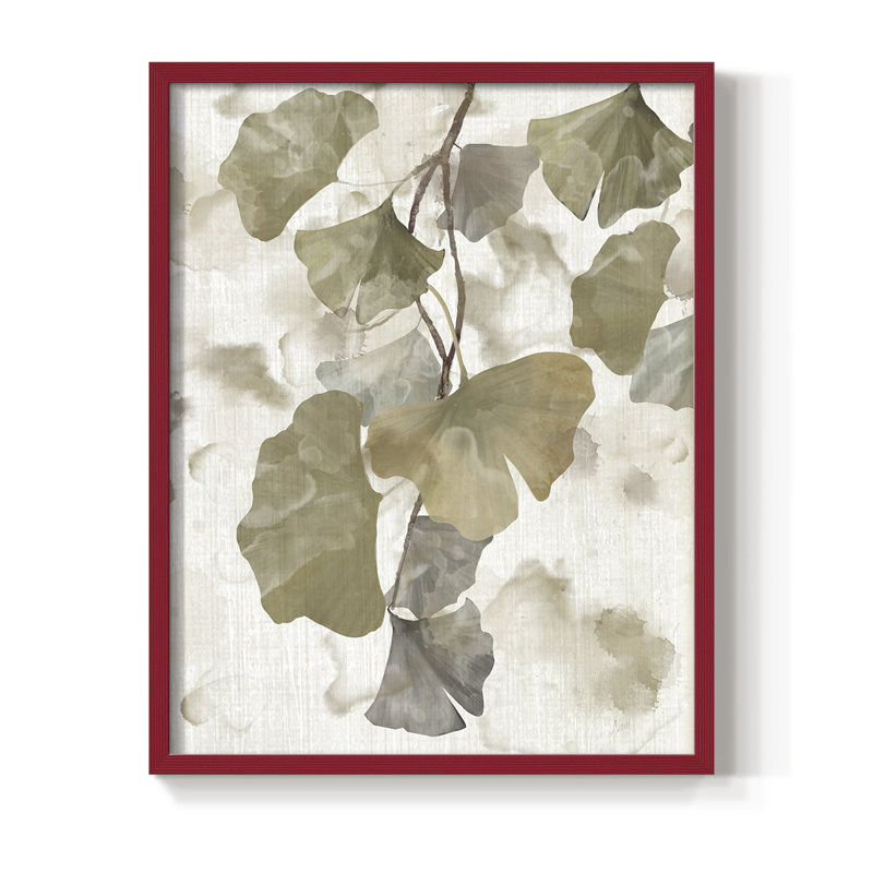 Ginkgo Accent I, reproduction encadrée - bois massif, Rouge, H 30 po x l 24 po