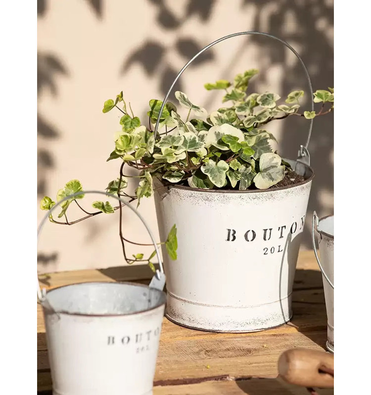 Jardinière en seau blanche de style ferme, [Grand]