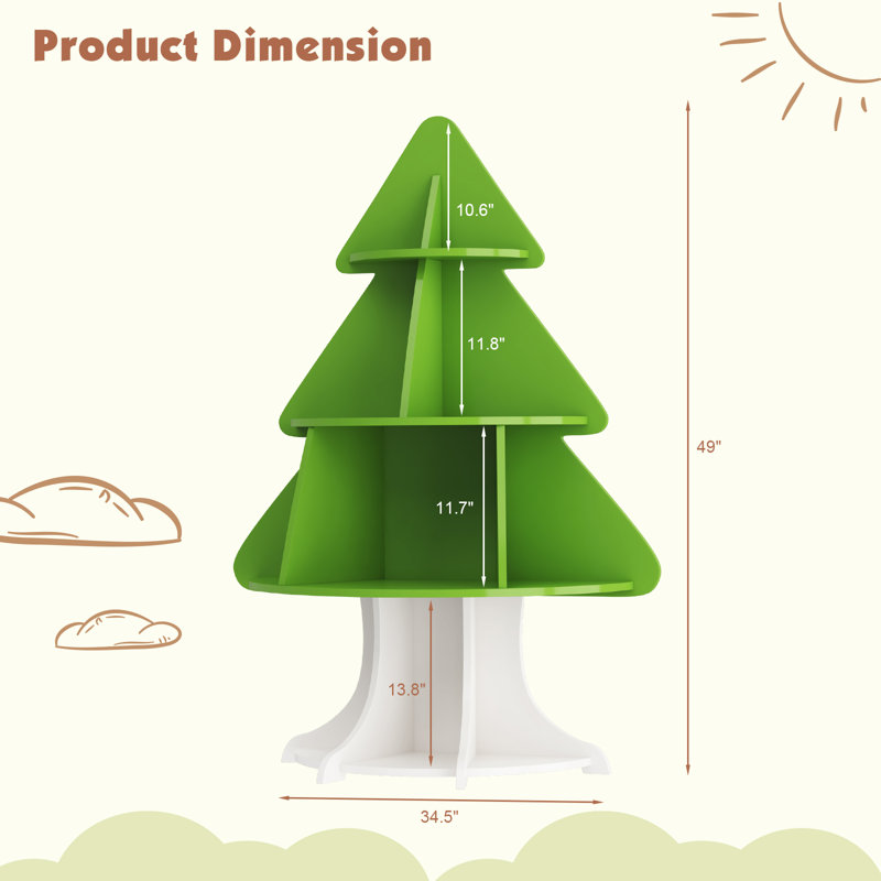 Bookshelf Christmas Tree Shape Corner Bookcase 