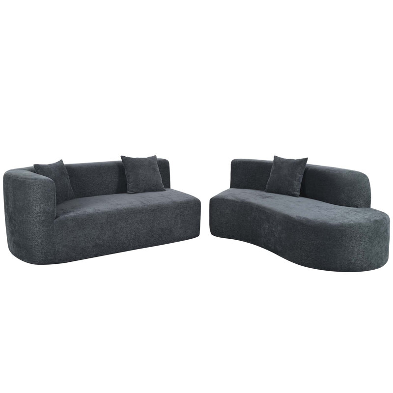 Modern Large 2-Piece Sectional Sofa with Multiple Features for Comfortable Living, Gray