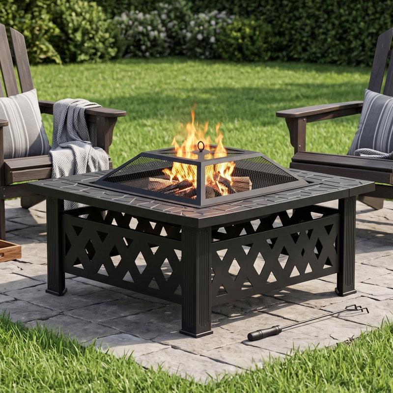 Patio 32 in. Square Steel Fire Pit