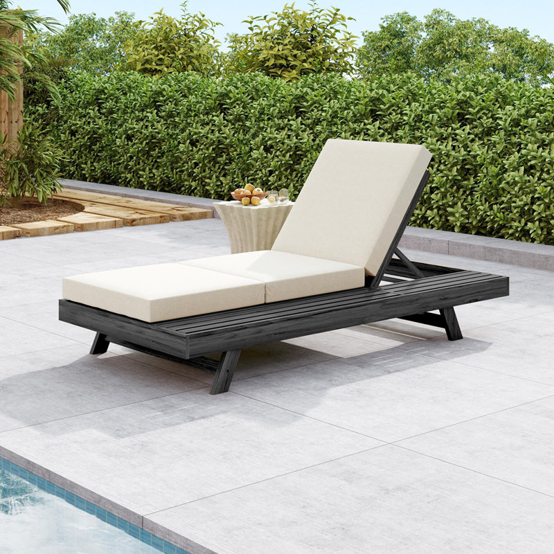 Chaise longue avec coussin de détente, Crème, Noir