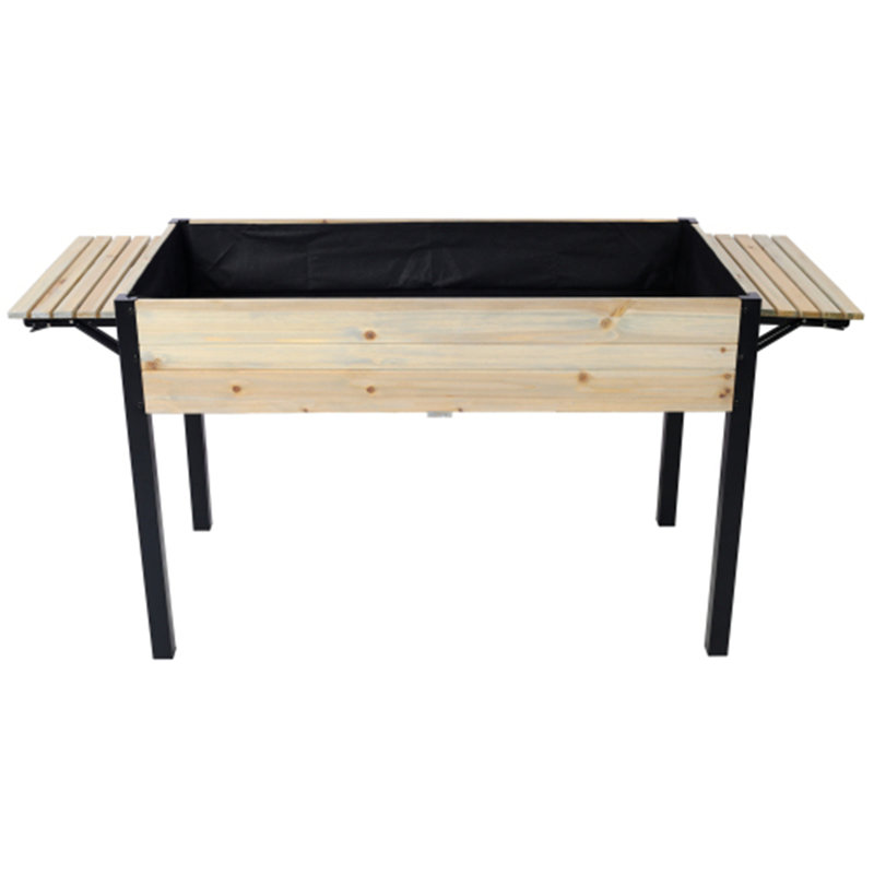 Raised Garden Bed with Folding Storage Shelf, 29.5" H x 62.5" W x 23.6" D, Black/Natural
