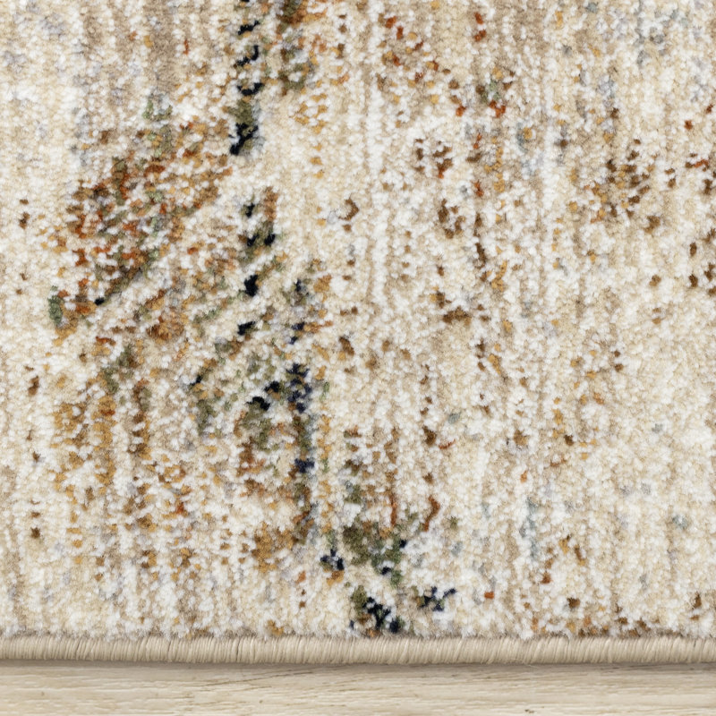 Marrah Cream Beige Grey Vintage Low-Dense Pile Area Rug, Rectangle 7'10" x 10'2"