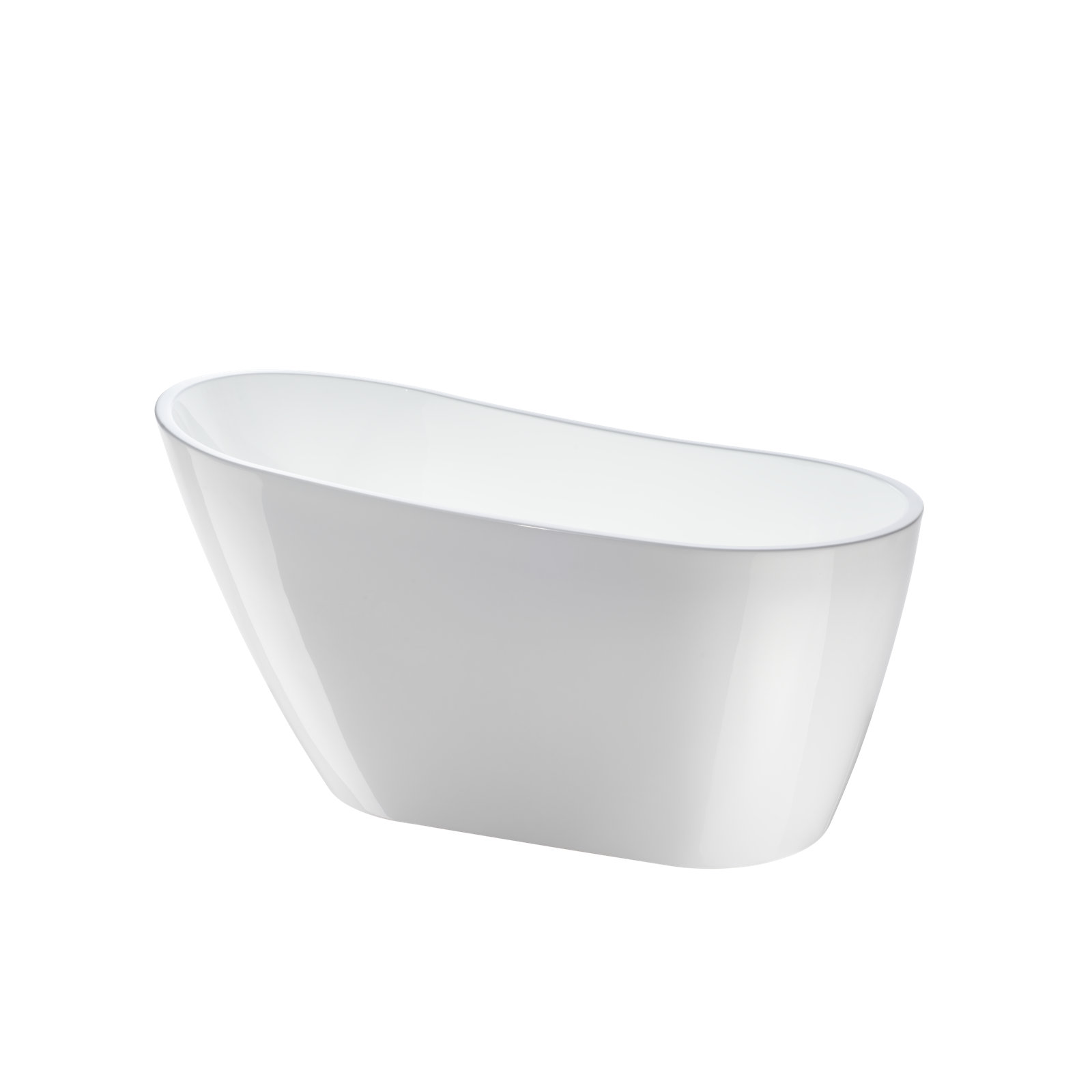 Cora 55" Freestanding Soaking Bathtub, White/Integrated Overflow