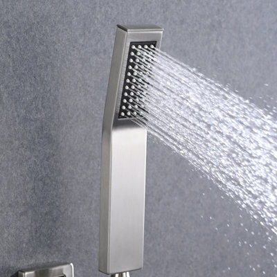 Ceiling Mounted Shower System Combo With Handheld, 16" Head