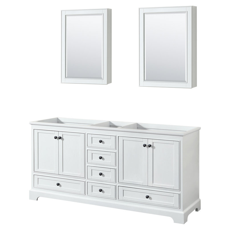 Base de meuble-lavabo double Deborah, Blanc / noir mat