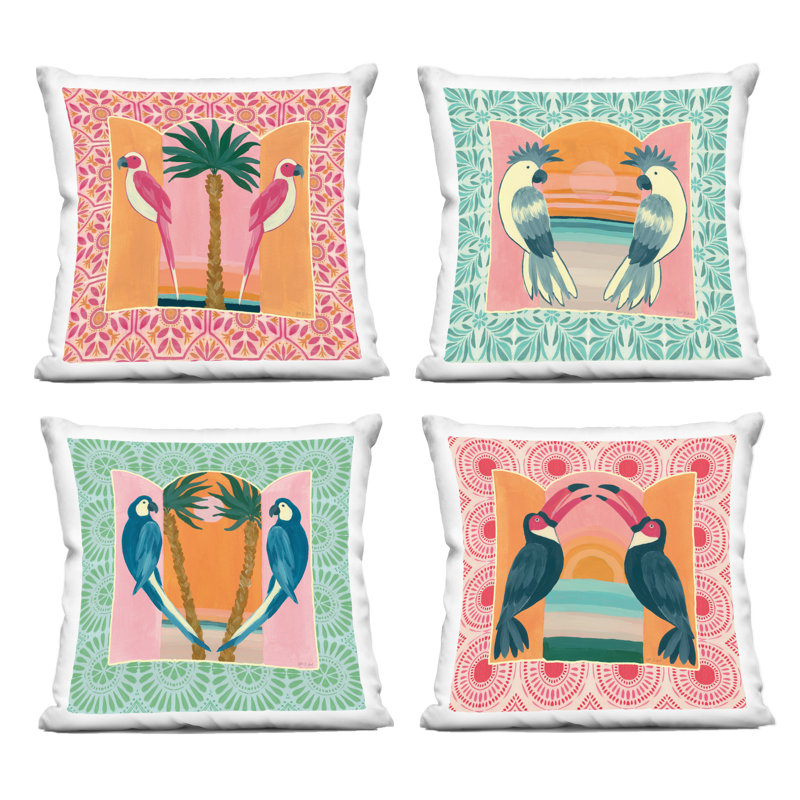 Ensemble de coussins décoratifs imprimés à motif symétrique 4 pièces Symmetry