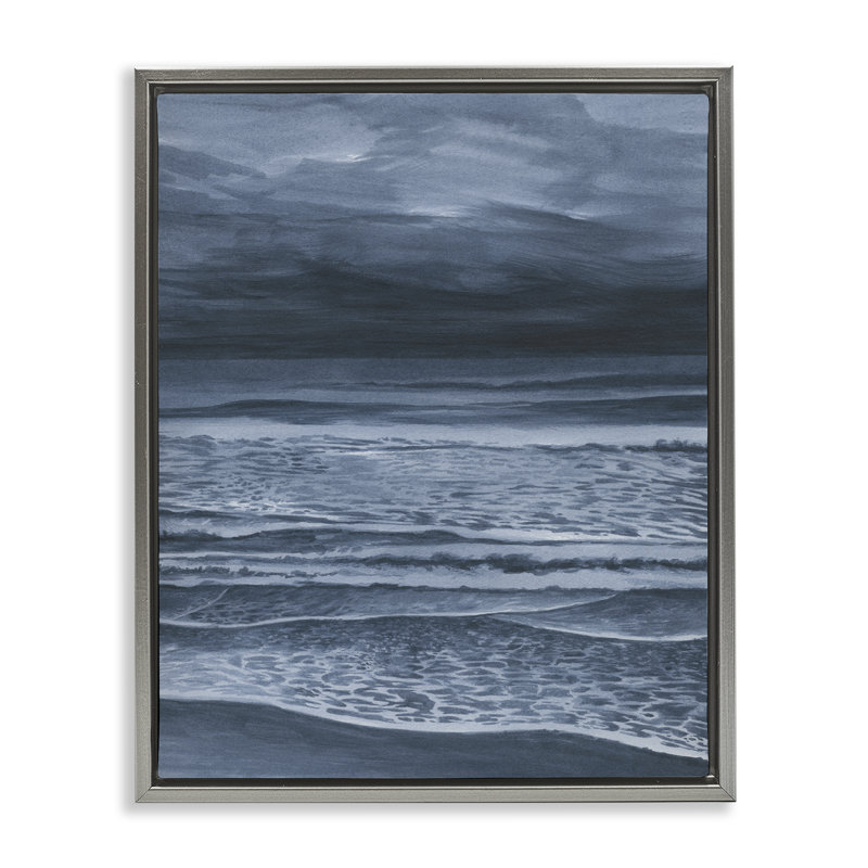 Dramatic Sea Dark Coast Floating Frame, design by Grace Popp, Luster Gray Floater Frame, 31" H x 25" W