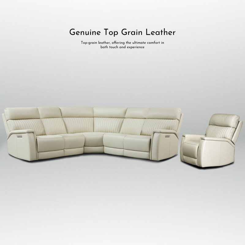 Canapé modulaire et inclinable en cuir 105 po, 3 fauteuils inclinables électriques, soutien lombaire réglable et appui-tête
