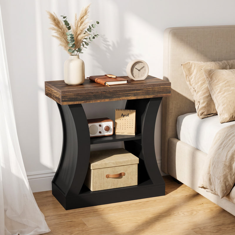 23.6" 3-Tier Nightstand Set of 2, Modern Bedside Table with Storage Shelves for Bedroom, 2