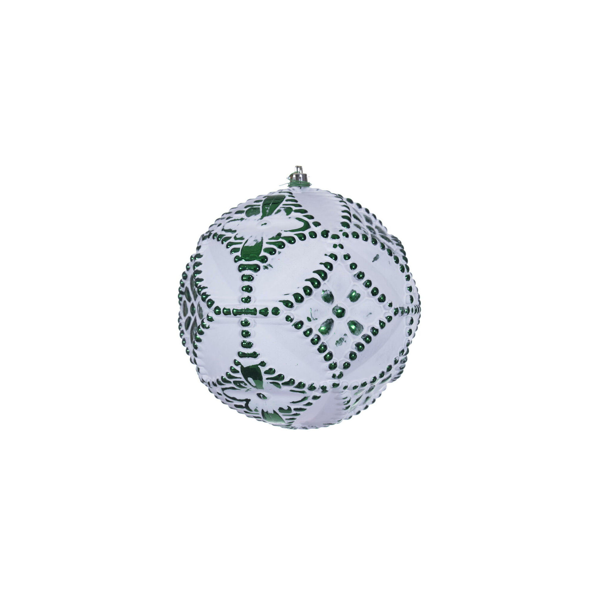 Etch Antique White Brush Ornament Set., Emerald Green, 4" H x 4" W x 4" D