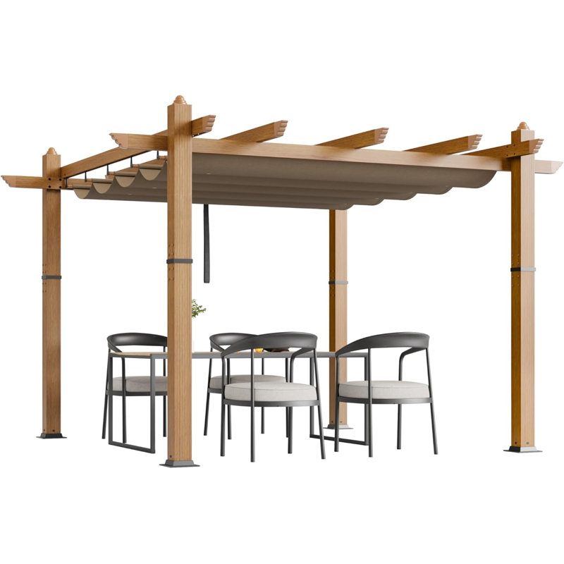 Pavillon de jardin d'extérieur en métal avec auvent rétractable pour terrasse de jardin
